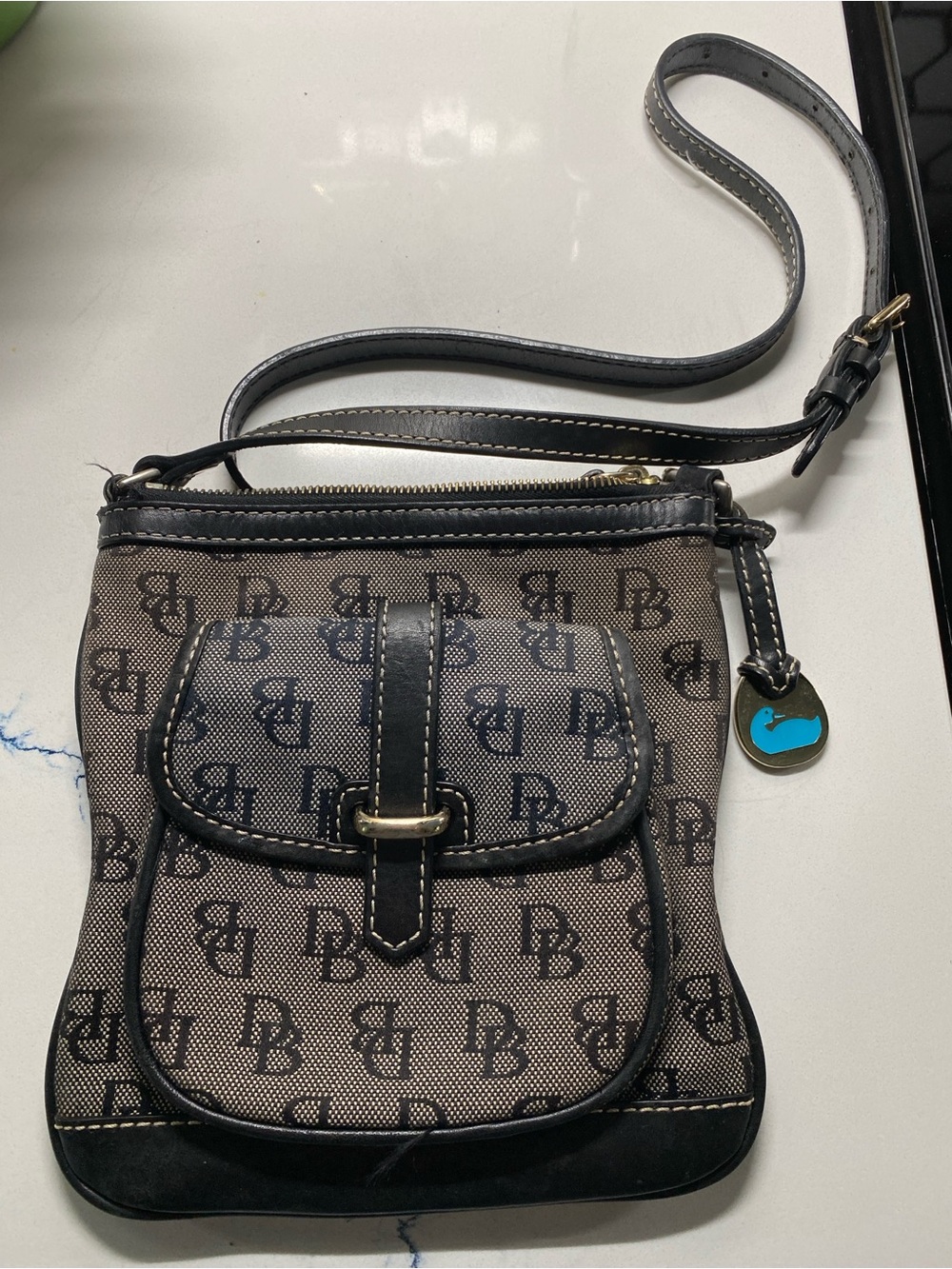 Dooney & Bourke Brown and Black Signature Crossbody Bag